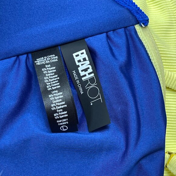 New Beach Riot Kay Bikini Top In Blue Greek Size L - Picture 6 of 8